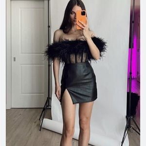 Superdown Trinity faux leather black mini skirt NWOT